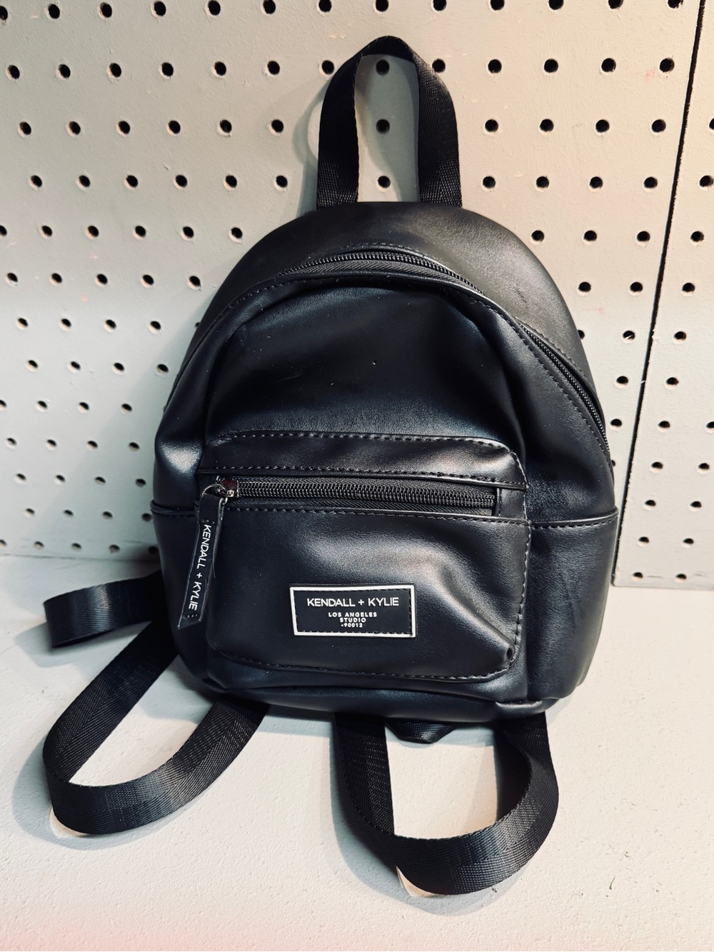 Kendall + Kylie Los Angeles Studio Black Faux Leather Mini Backpack Purse